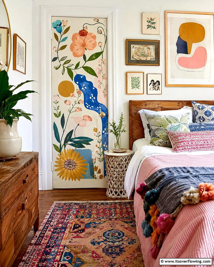 Paint a Mural for Artistic Expression - 25 Creative Bedroom Door Decorating Ideas for Style