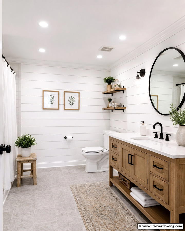 Paint the Ceiling Bright White - 20 Windowless Bathroom Ideas to Brighten Up Your Space