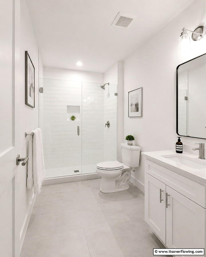 Paint the Ceiling White - 30 Small White Bathroom Ideas to Brighten Compact Spaces