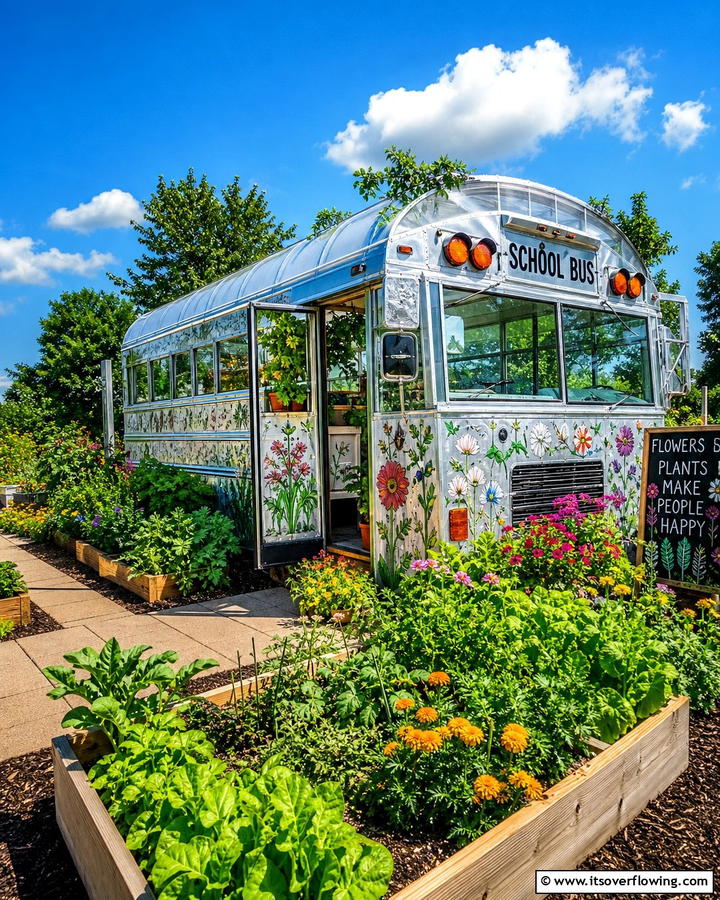 Paint the Exterior with Reflective Colors - 20 School Bus Greenhouse Ideas for Sustainable Living