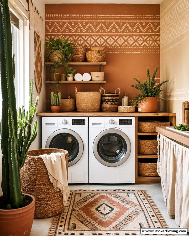 Paint the Walls with Warm Earthy Tones - 25 Boho Laundry Room Ideas for a Stylish and Functional Space