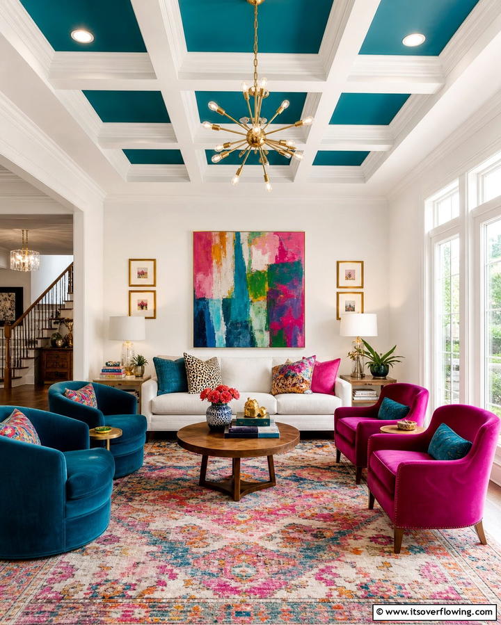 Painted Accent Coffered CeilingExact - 25 Elegant Coffered Ceiling Ideas for Any Room