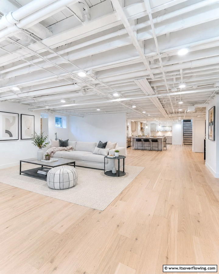 Painted Black Ceiling for Depth - 25 Exposed Basement Ceiling Ideas for an Industrial Chic Look