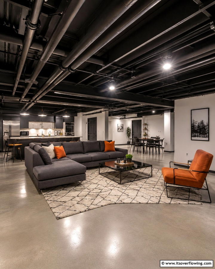 Painted Black Ceiling - 25 Exposed Basement Ceiling Ideas for an Industrial Chic Look