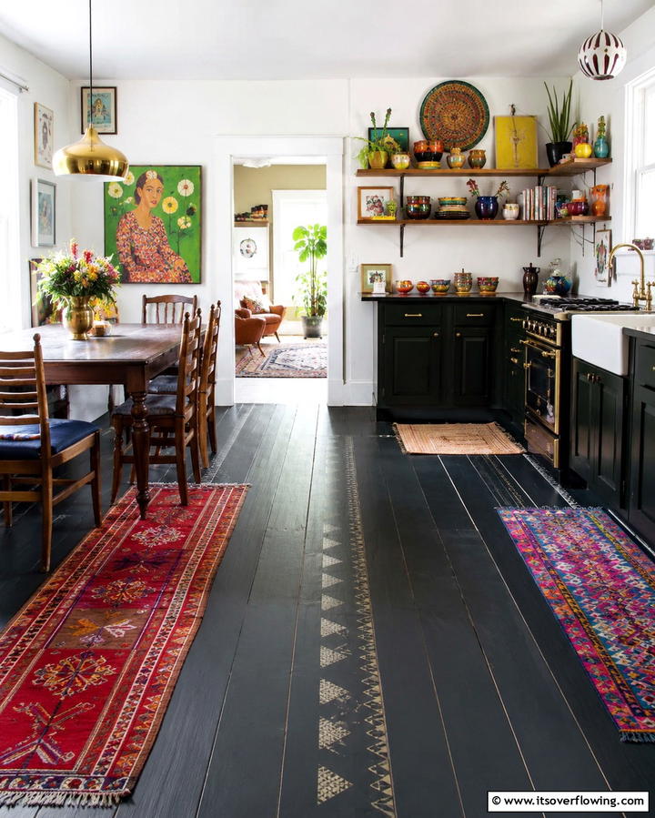 Painted Black Wooden Floors for a DIY Touch - 25 Black Kitchen Floor Ideas for a Sleek and Stylish Space