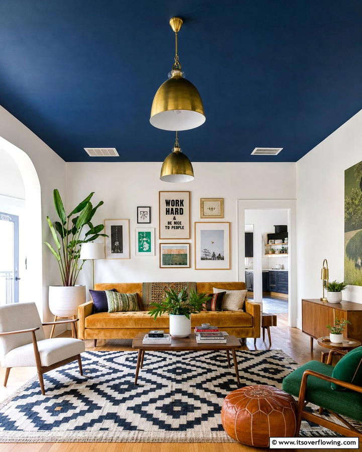 Painted Bold Ceilings - 21 Living Room Ceiling Ideas to Elevate Your Space