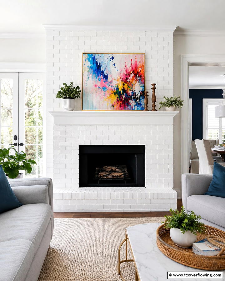 Painted Brick Makeover - 30 Fireplace Wall Ideas to Transform Your Living Space