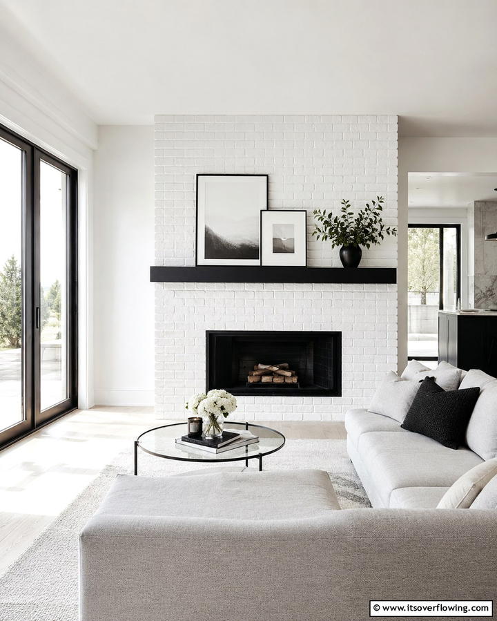 Painted Brick Revival - 25 Fireplace Accent Wall Ideas for a Stunning Focal Point