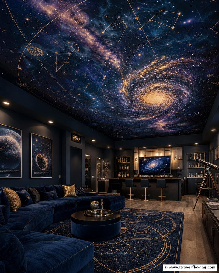 Painted Ceiling Murals - 20 Man Cave Ceiling Ideas to Elevate Your Space