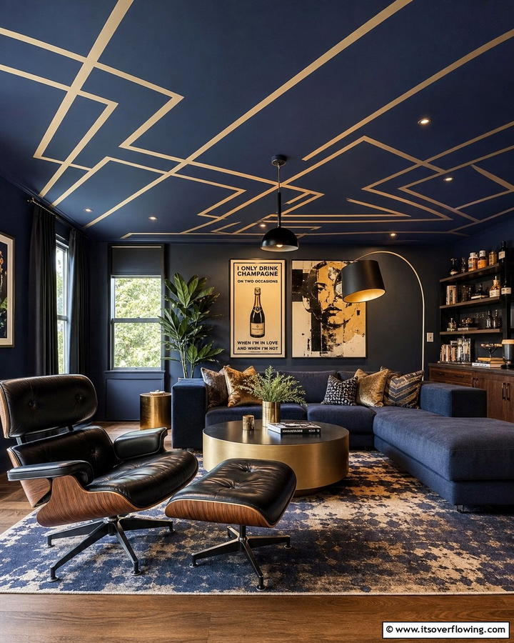 Painted Ceilings for Bold Statements - 20 Man Cave Ceiling Ideas to Elevate Your Space