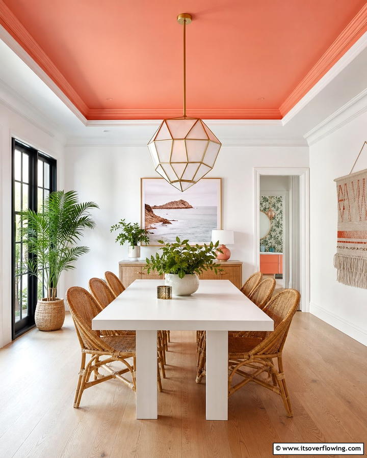 Painted Ceilings for an Unexpected Pop - 25 Vibrant Colorful Dining Room Ideas for a Fun Space