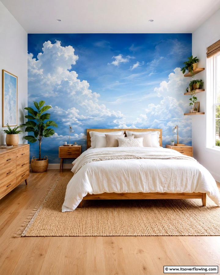 Painted Cloud Murals - 25 Dreamy Cloud-Themed Bedroom Ideas for Relaxation