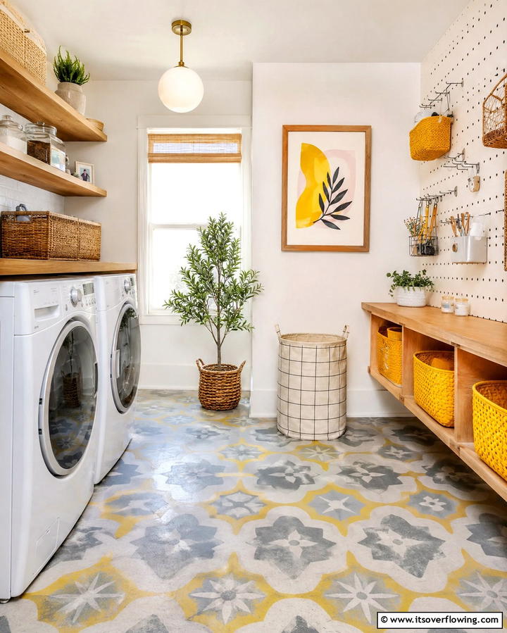 Painted Concrete Floors - 25 Laundry Room Floor Ideas for a Functional Space