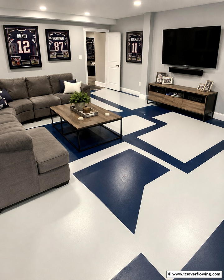 Painted Concrete Floors - 25 Man Cave Flooring Ideas for a Masculine Retreat