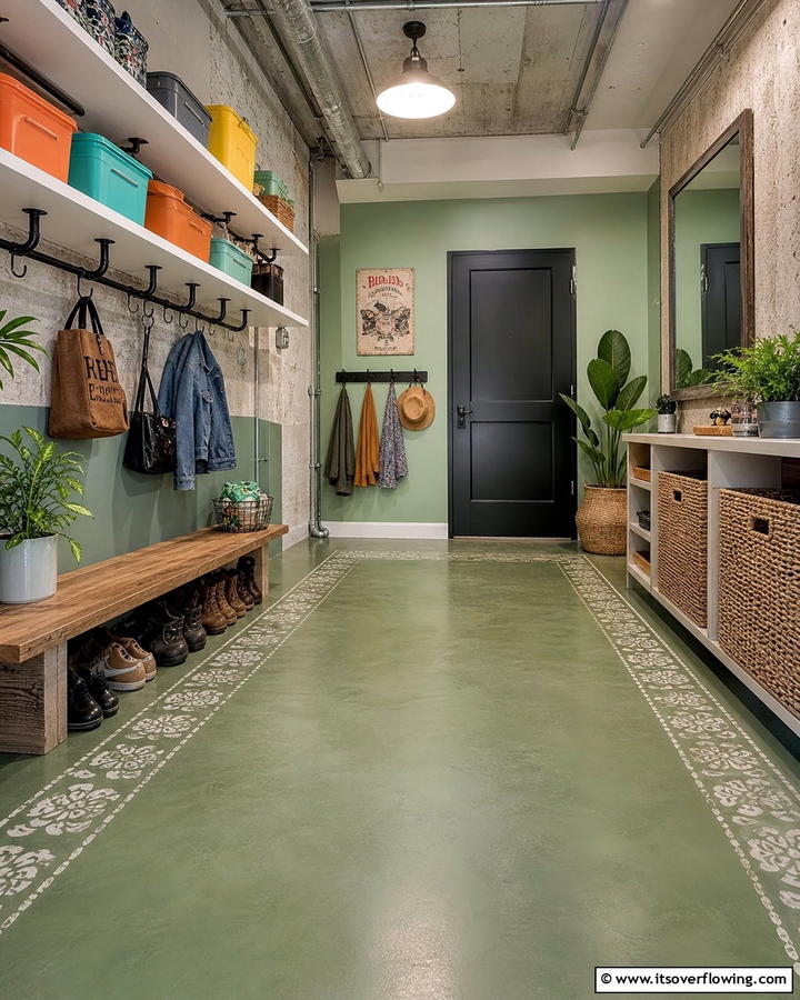 Painted Concrete Floors - 20 Mudroom Floor Ideas to Elevate Your Entryway