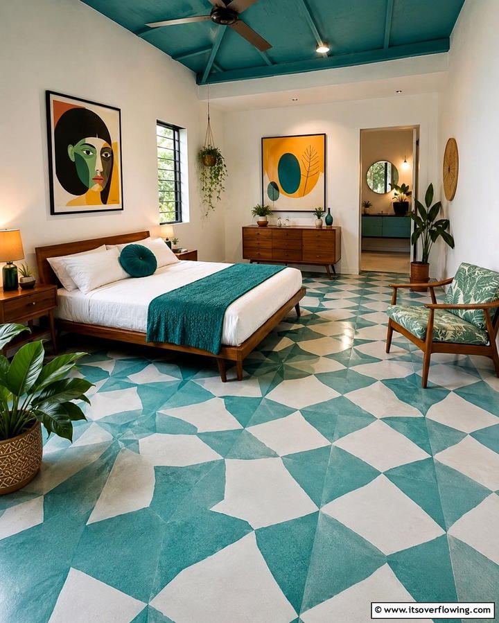 Painted Concrete for a Creative Touch - 25 Concrete Floor Bedroom Ideas for an Industrial Vibe
