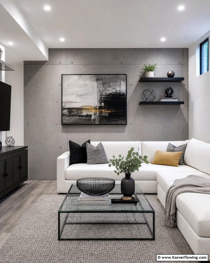 Painted Concrete - 25 Basement Accent Wall Ideas to Transform Your Space