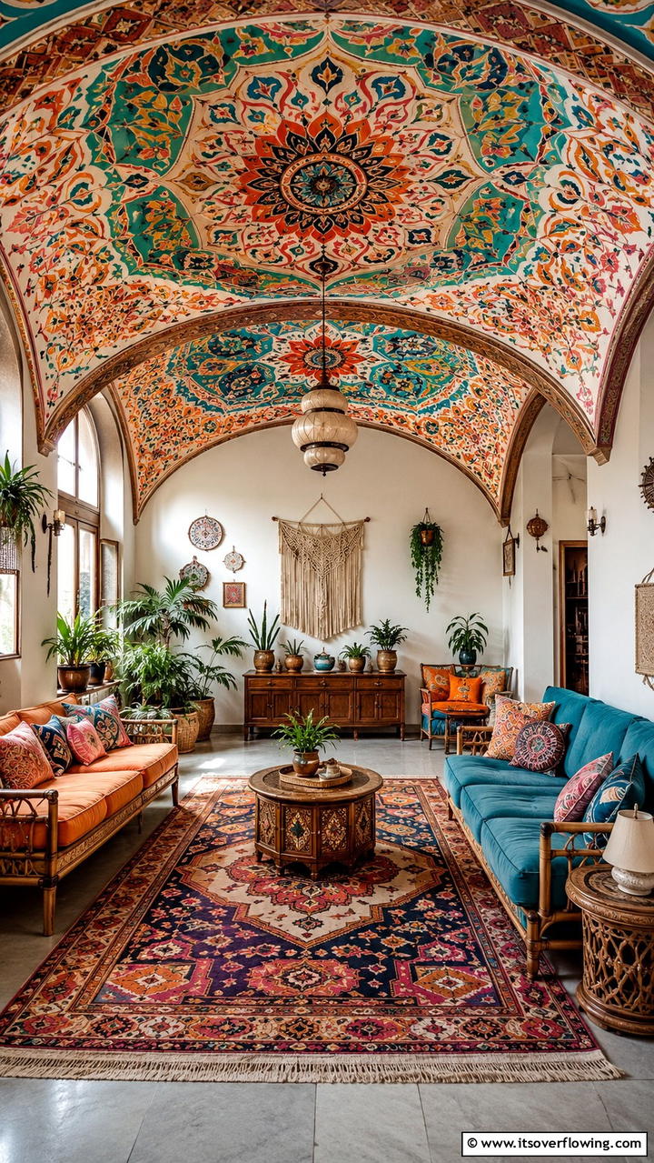 Painted Decorative Patterns - 21 Dramatic Vaulted Ceiling Ideas to Enhance Living Spaces