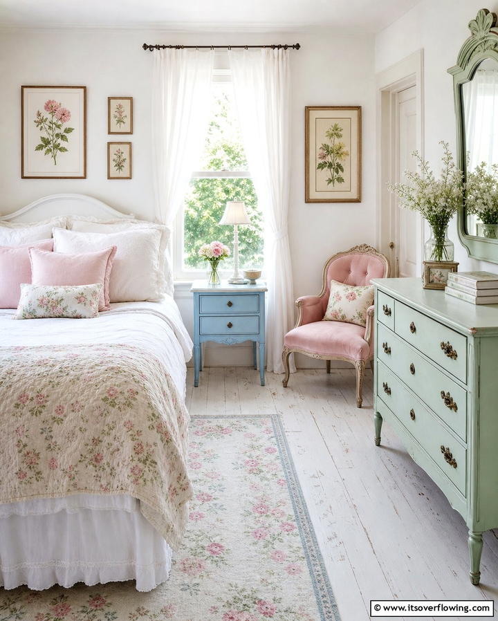 Painted Furniture in Pastel Shades - 25 Cottage Decorating Ideas- Charming & Timeless Designs