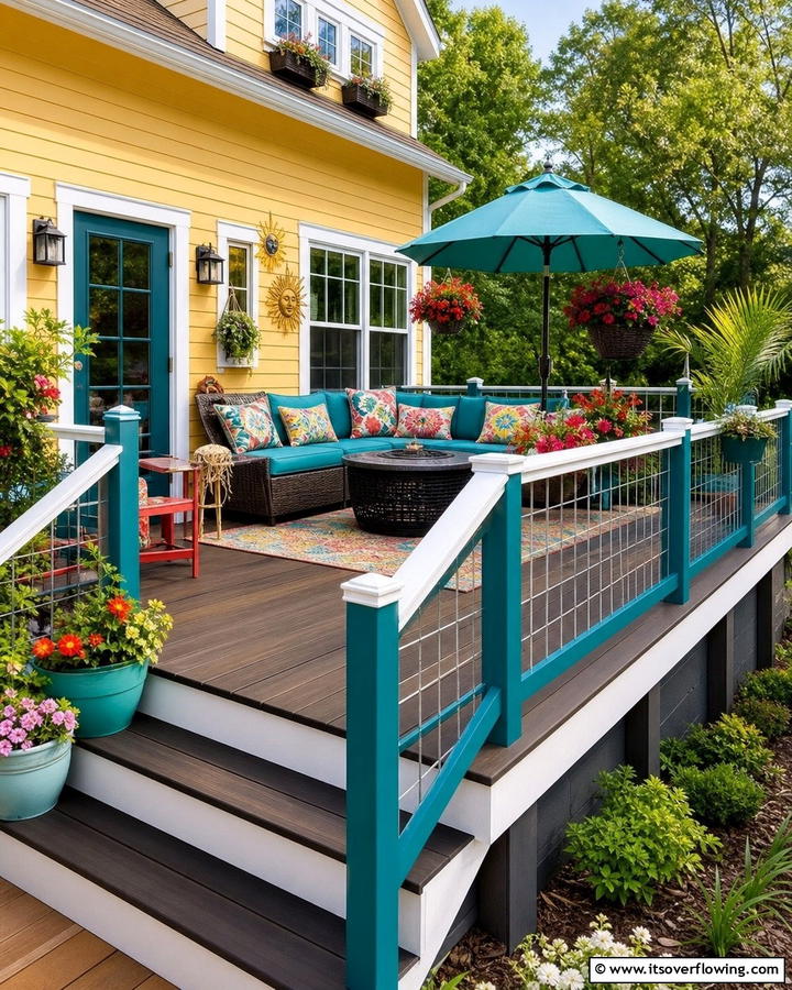 Painted Hog Wire Railing - 20 Hog Wire Deck Railing Ideas for Rustic Charm