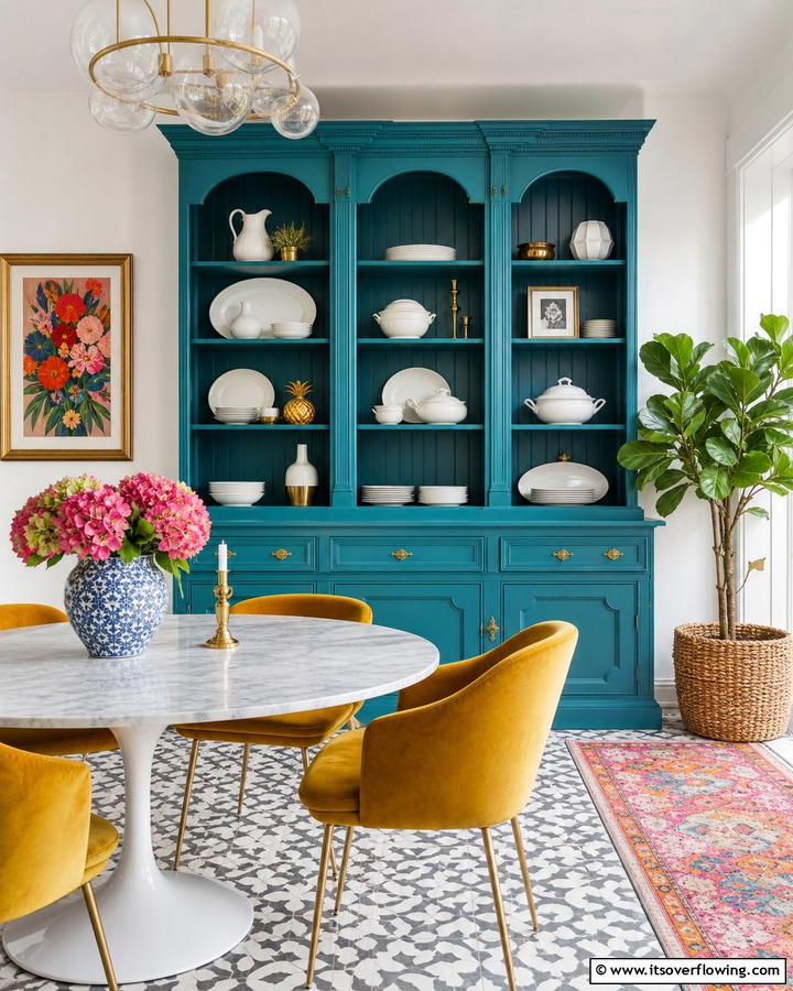 Painted Hutch in Bold Colors - 20 Dining Room Hutch Ideas for Storage and Style