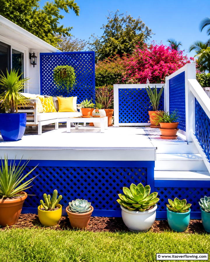 Painted Lattice for a Pop of ColorExact - 25 Innovative Deck Lattice Ideas to Enhance Outdoor Spaces
