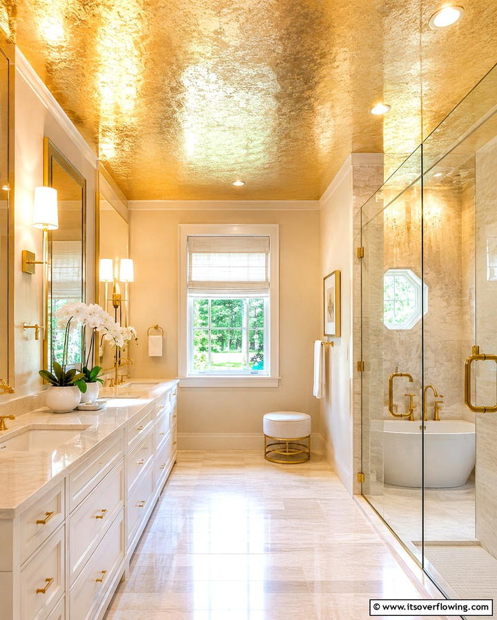 Painted Metallic Finishes - 30 Inspiring Bathroom Ceiling Ideas for Modern Homes
