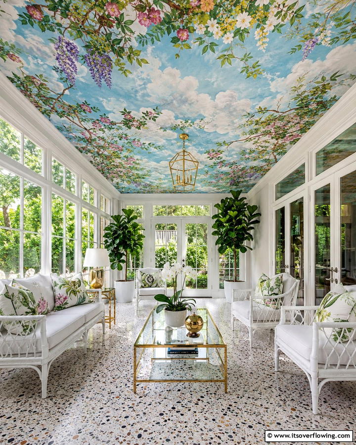 Painted Mural Ceiling - 20 Sunroom Ceiling Ideas for a Stunning Overhead View
