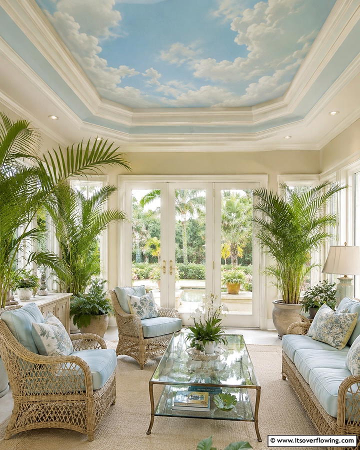 Painted Mural Tray Ceiling - 25 Tray Ceiling Ideas to Elevate Your Room’s Design