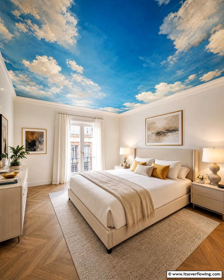 Painted Murals for an Artistic Flair - 25 Stunning Bedroom Ceiling Ideas to Elevate Your Space