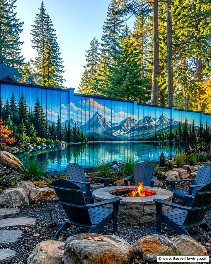 Painted Nature Scenes - 25 Fence Painting Ideas to Refresh Your Outdoor Space