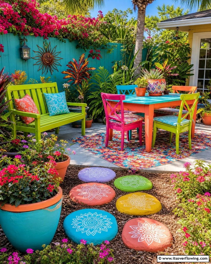 Painted Outdoor Accents - 21 Cheap Backyard Makeover Ideas on a Budget