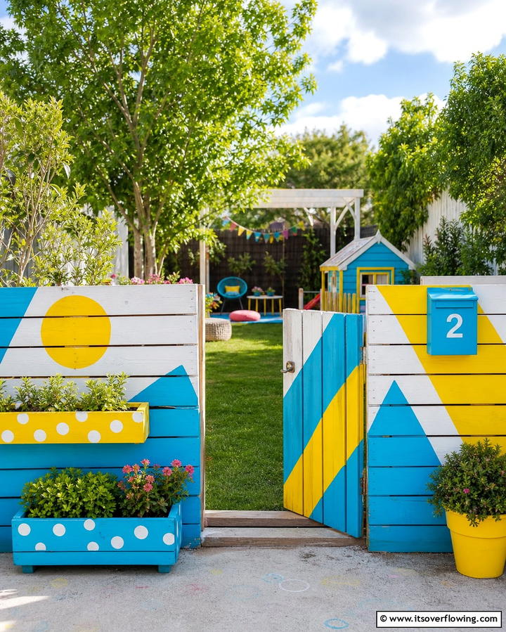 Painted Pallet Fence - 25 Pallet Fence Ideas for Eco-Friendly Landscaping