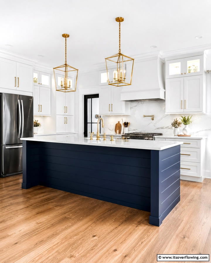 Painted Pastel Shiplap for a Subtle Pop of Color - 25 Shiplap Kitchen Island Ideas for a Farmhouse Feel