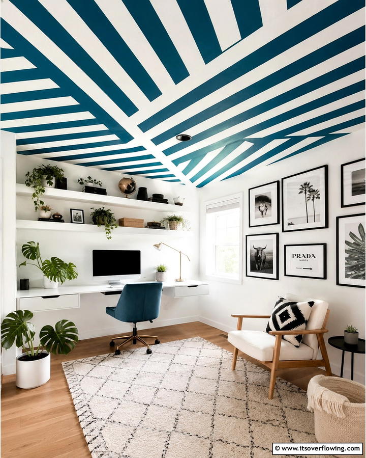 Painted Patterns for a Unique Ceiling Design - 25 Affordable Cheap Ceiling Ideas for Your Home