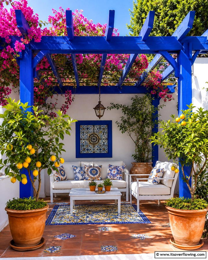 Painted Pergola - 20 Small Patio Pergola Ideas for Cozy Outdoor Spaces