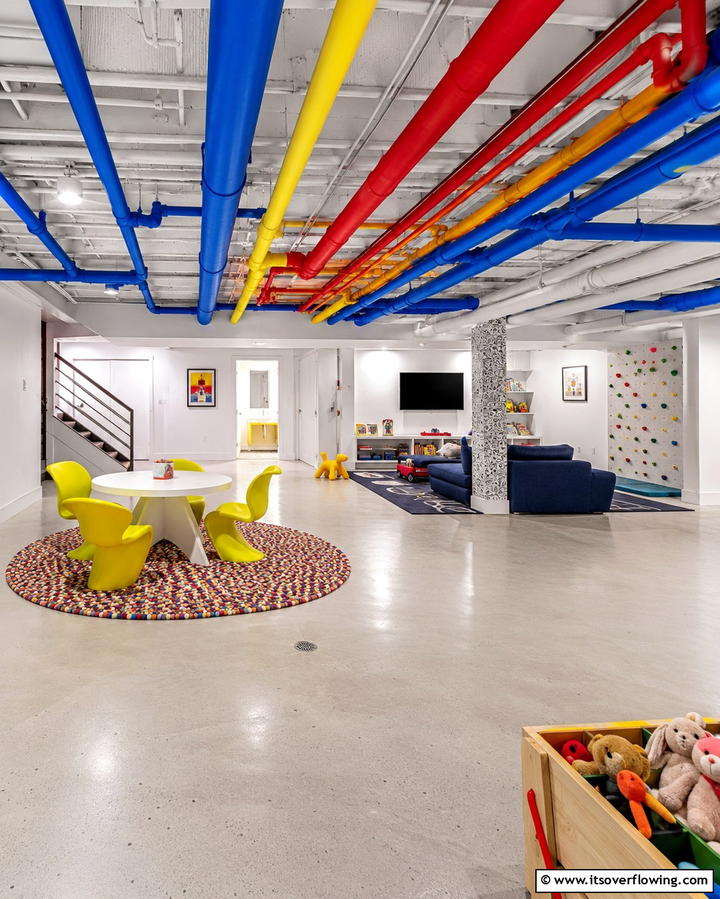 Painted Pipes for a Pop of Color - 25 Exposed Basement Ceiling Ideas for an Industrial Chic Look