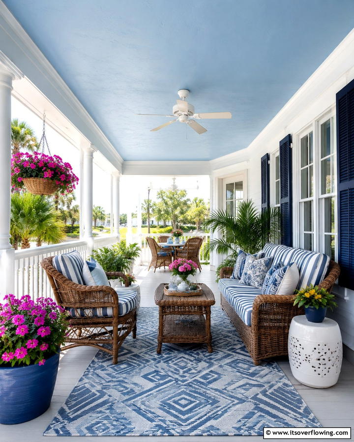 Painted Plaster Finish - 30 Porch Ceiling Ideas to Refresh Your Outdoor Entryway