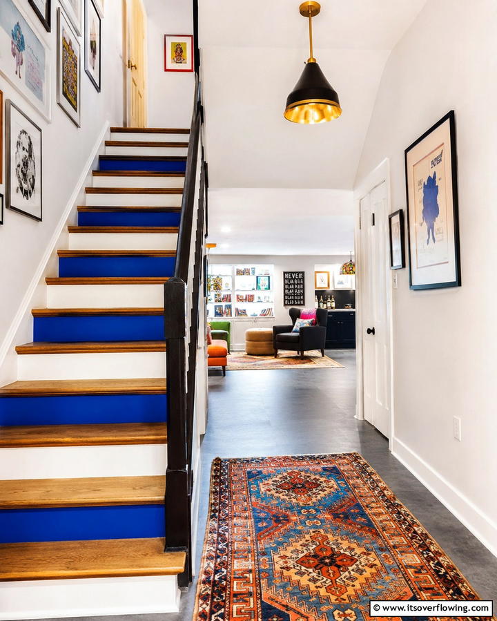 Painted Risers for a Pop of Color - 25 Basement Stair Ideas to Transform Your Space