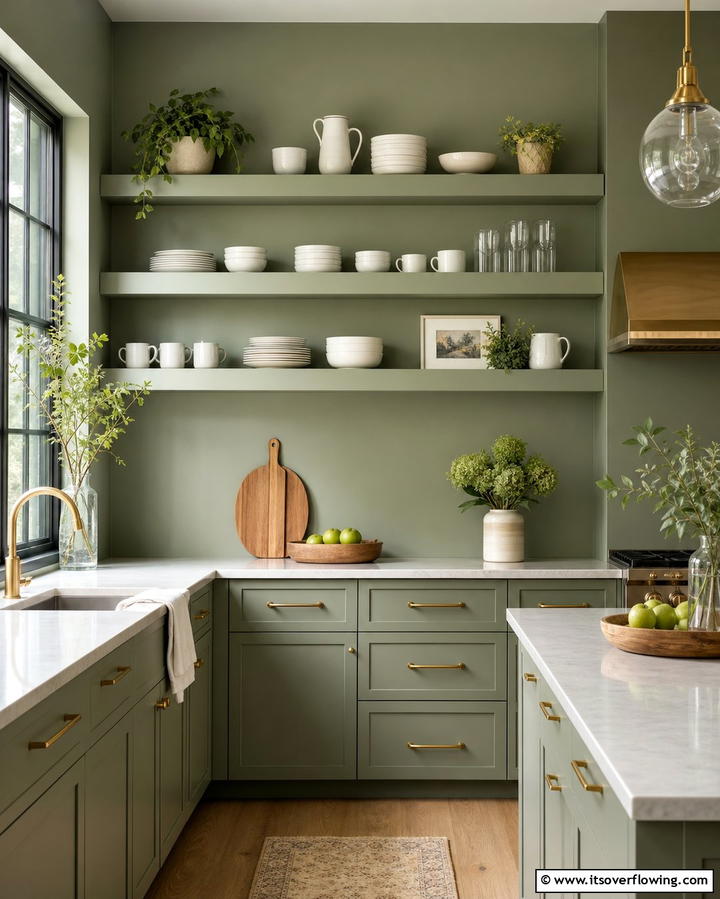 Painted Shelves to Match the Walls - 25 Open Shelving Kitchen Ideas for a Modern Look