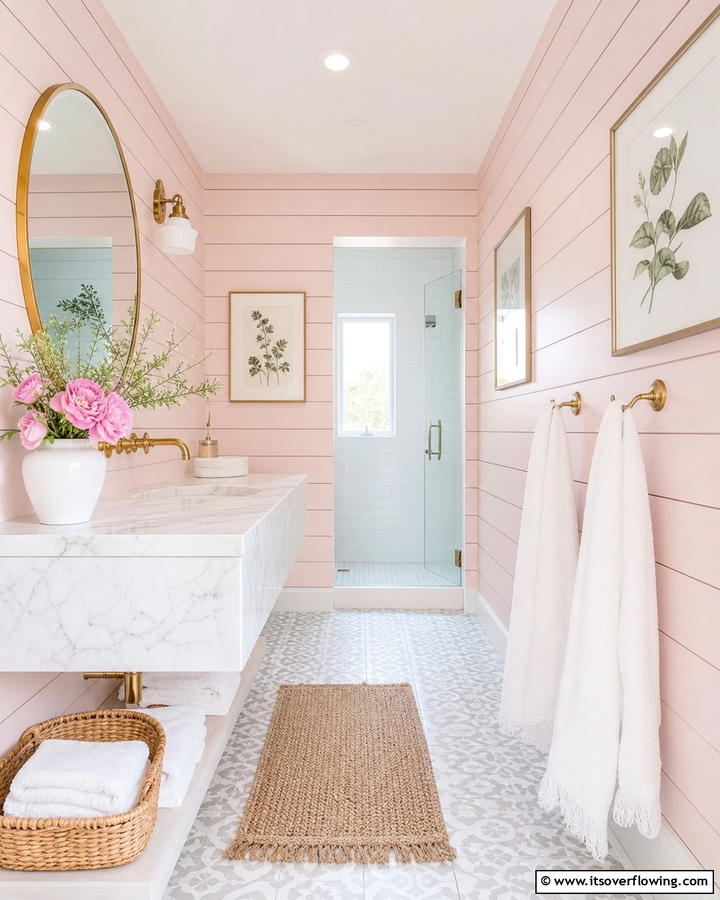Painted Shiplap in Soft Hues - 21 Shiplap Bathroom Ideas for a Rustic or Modern Vibe