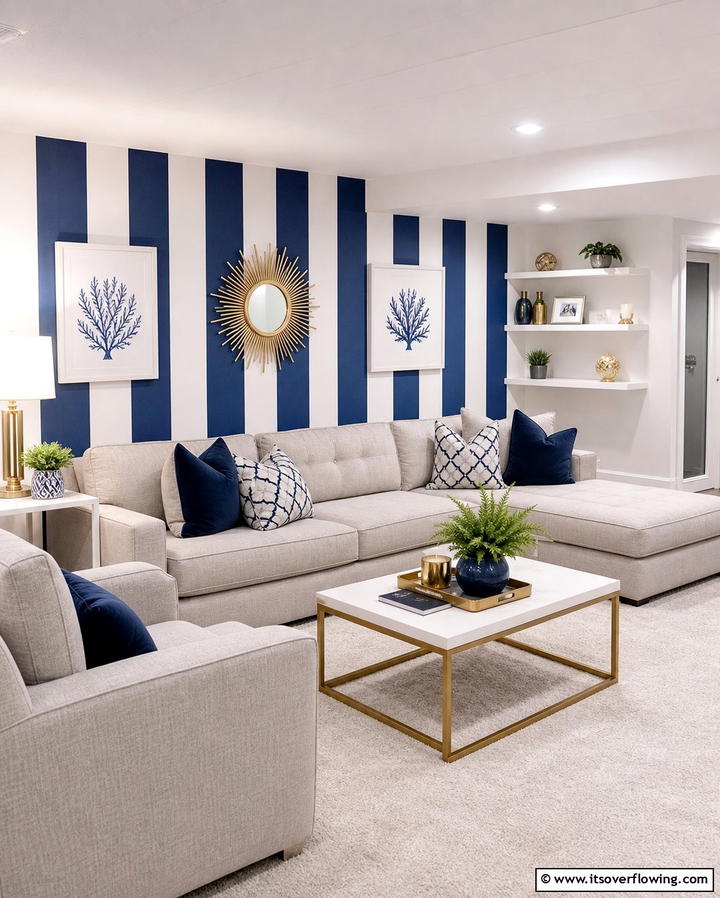 Painted Stripes for Visual Interest - 25 Basement Accent Wall Ideas to Transform Your Space