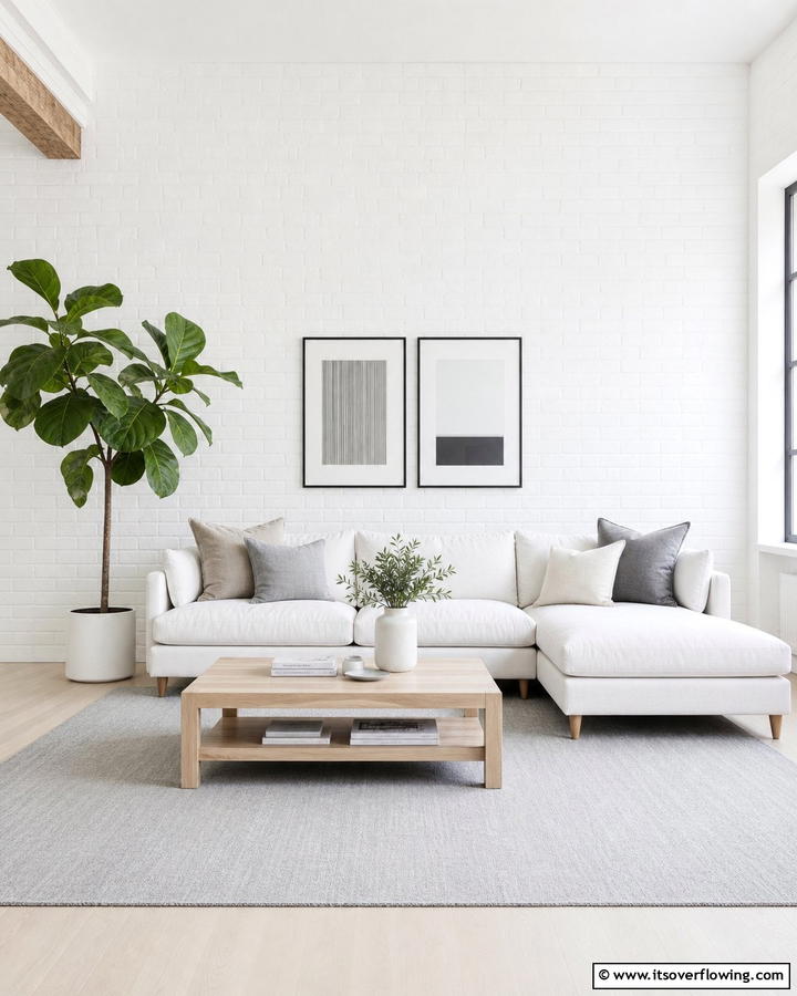 Painted White Brick for a Minimalist Look - 25 Brick Wall Living Room Ideas for a Cozy Feel