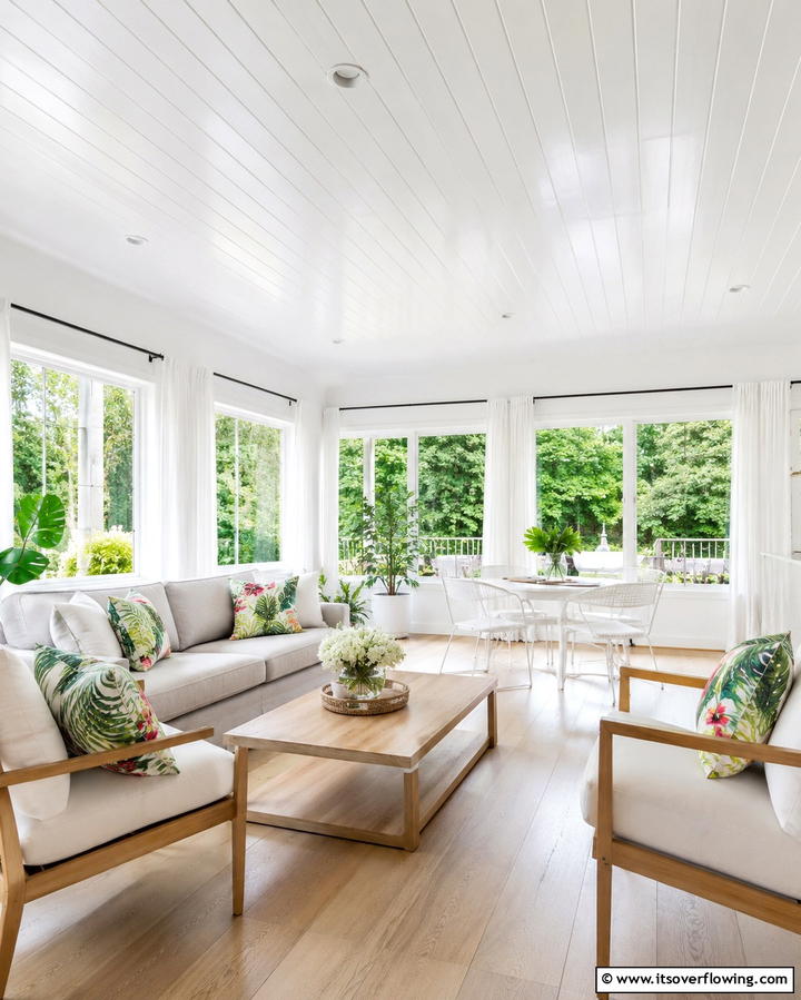 Painted White Ceiling - 20 Sunroom Ceiling Ideas for a Stunning Overhead View