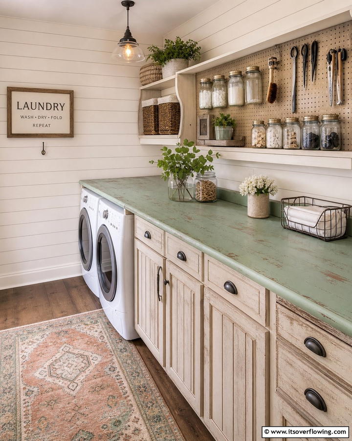 Painted Wood Countertops for DIY Enthusiasts - 20 Laundry Room Countertop Ideas for a Functional and Stylish Space