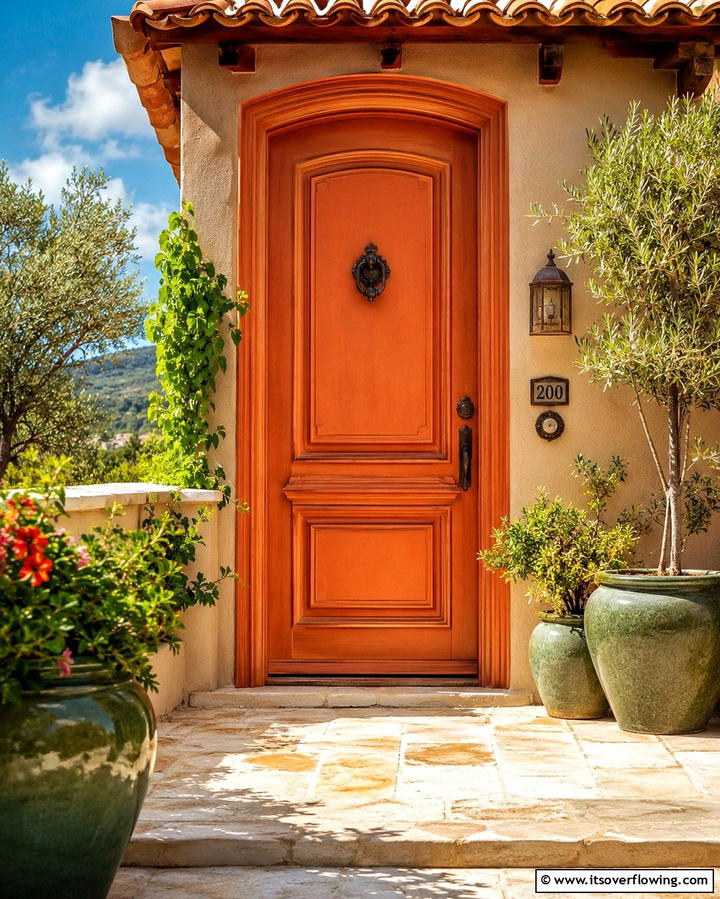 Painted Wooden Doors in Earthy Tones - 25 Spanish Style Front Door Ideas for Curb Appeal