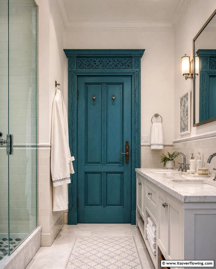 Painted Wooden Doors - 25 Mexican Bathroom Ideas for a Vibrant and Cultural Space