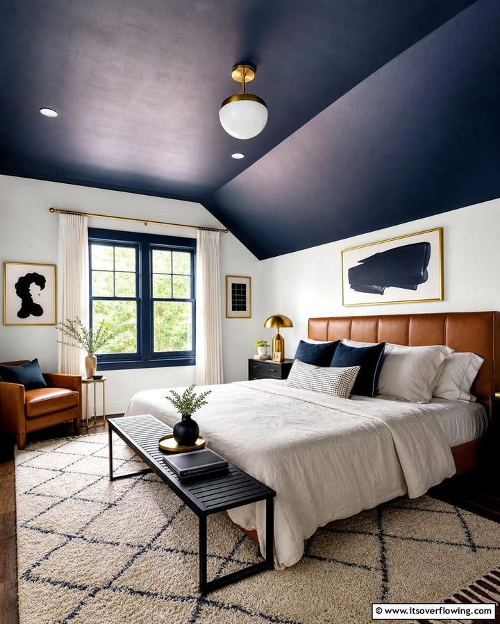 Painting the Ceiling a Contrasting Color - 25 Low Sloped Ceiling Bedroom Ideas for Unique Spaces