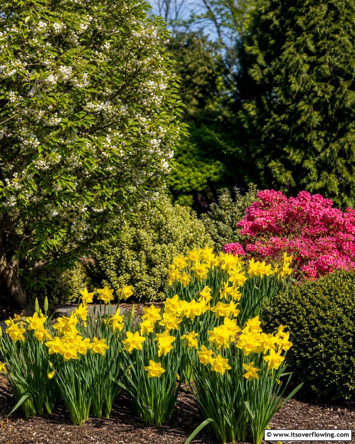 Pair Daffodils with Shrubs - 20 Beautiful Daffodil Garden Ideas for a Spring Bloom