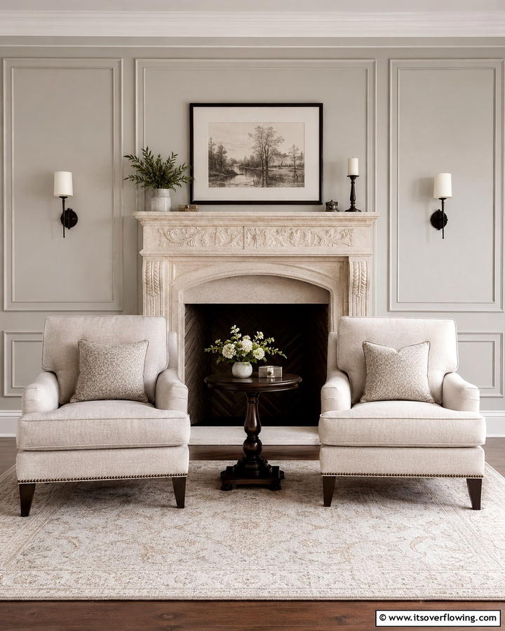 Pair of Armchairs for a Balanced Look - 25 Fireplace Seating Ideas to Cozy Up Your Living Room
